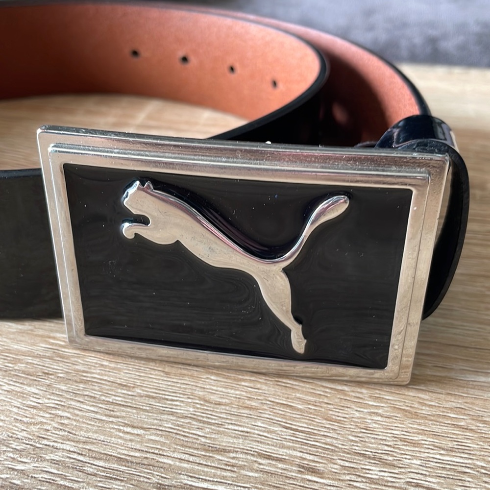 Puma leather belt with silver buckle